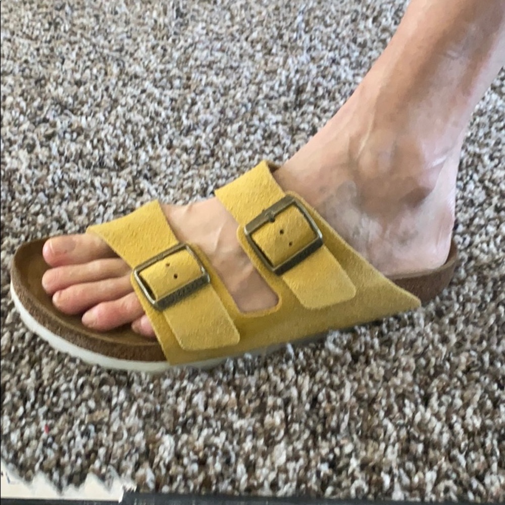 Yellow Suede Birkenstock (style “Arizona”)